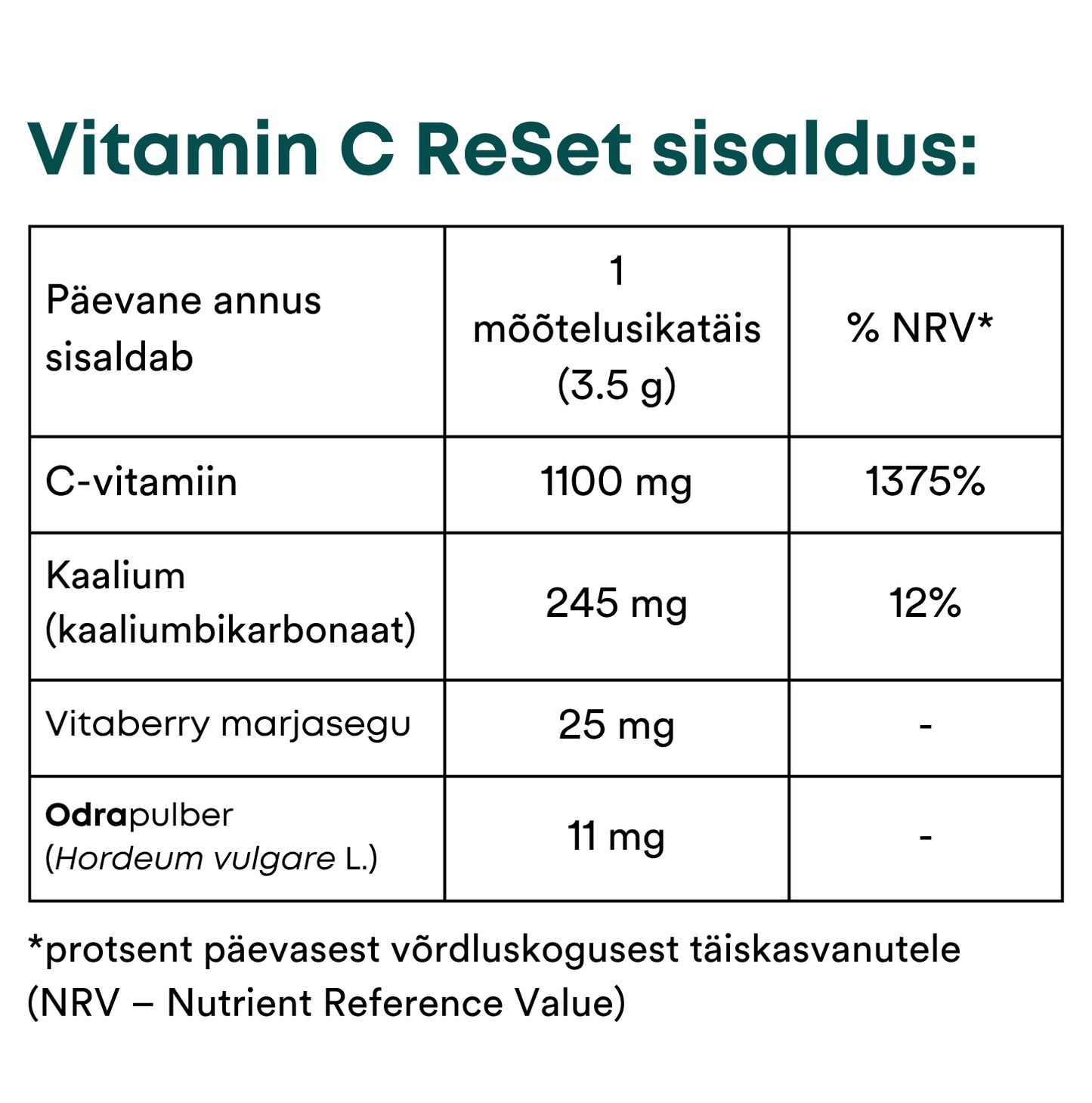 Vitamin C ReSet®, 420g (marjamaitseline joogipulber)