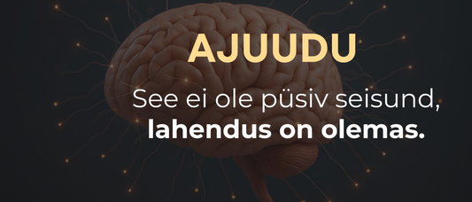 Aju illustratsioon tekstiga – ajuudu ei ole püsiv seisund, lahendus on olemas.
