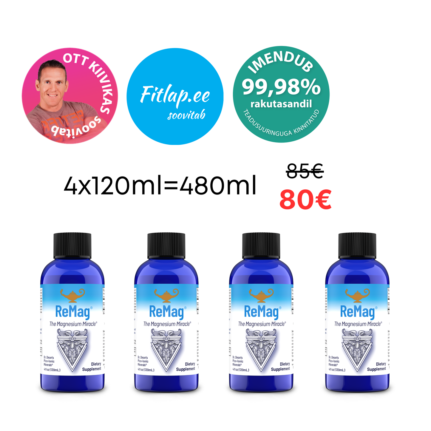 4 x ReMag® 120ml (toidulisand magneesiumiga)