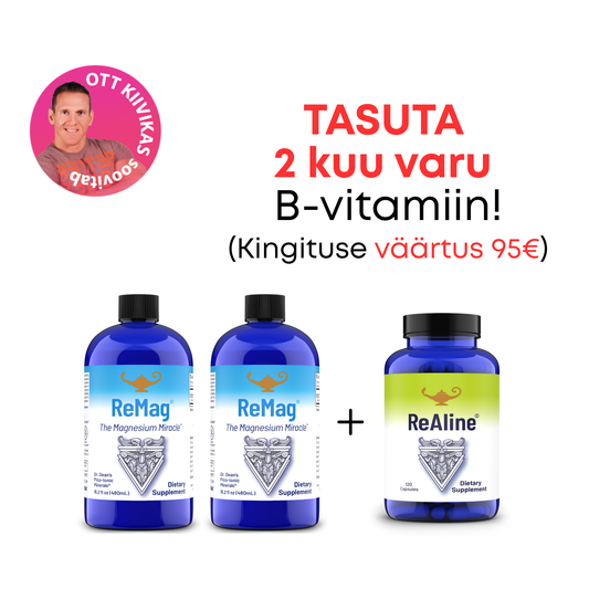 2 x ReMag® 480ml + TASUTA ReAline® B-vitamiini kompleks, 120 kapslit