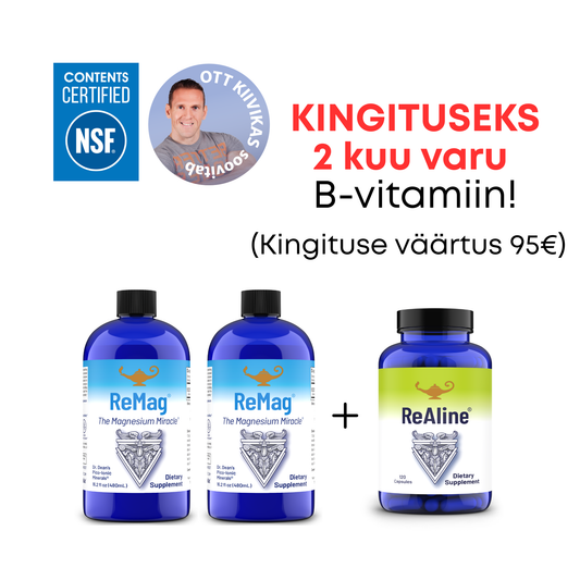 2 x ReMag® 480ml + TASUTA ReAline® B-vitamiini kompleks, 120 kapslit